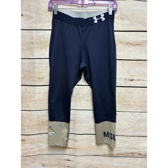 Under Armour Montana Bobcats Capri Leggings Womens Size Medium Heat Gear - Picture 8 of 12